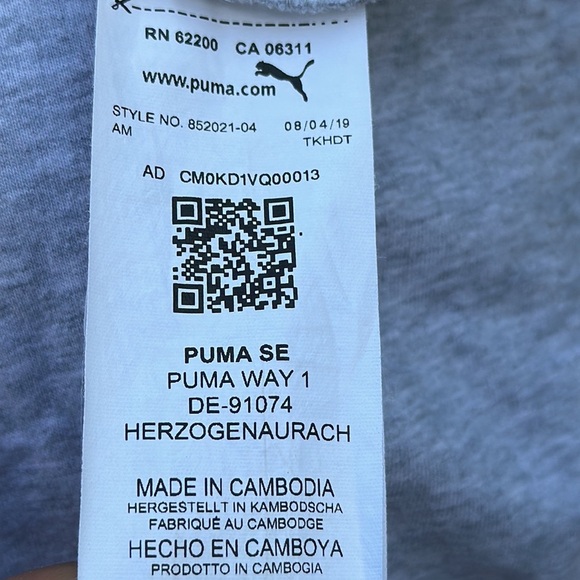 Puma Gray/White Cropped Relaxed Hoodie Size M - Picture 7 of 9